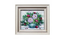 กรอบรูปใส่ผ้าปักในกรอบไม้ซ้อนสองชั้น